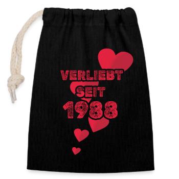 1988 - Closable cotton gift bag (14x20cm) - black - Front