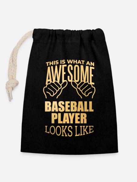 Baseball Baseball Baseball - Verschließbarer Geschenkbeutel aus Baumwolle (14x20cm) - Schwarz