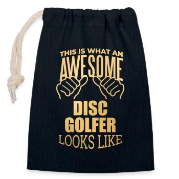 Discgolf - Verschließbarer Geschenkbeutel aus Baumwolle (14x20cm) - Navy - Vorne