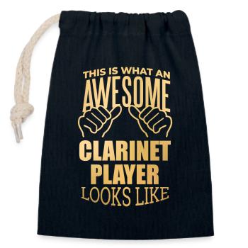 Clarinet - Closable cotton gift bag (14x20cm) - navy - Front