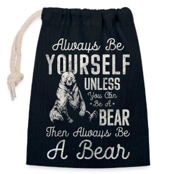 Ours Fort Ours Danger Prédateur - Sac cadeau en coton avec cordon (14 x 20 cm) - bleu marine - Devant