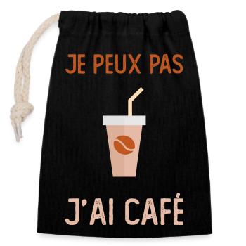 Je Peux Pas J'ai Café Barista - Sac cadeau en coton avec cordon (14 x 20 cm) - noir - Devant