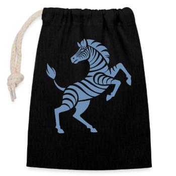 Zebra Hufe hoch Kunststück Silhouette - Verschließbarer Geschenkbeutel aus Baumwolle (14x20cm) - Schwarz - Vorne