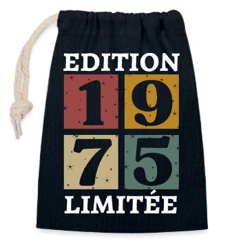 Edition limitée 1975 né e en 1975 - Sac cadeau en coton avec cordon (14 x 20 cm) - bleu marine - Devant