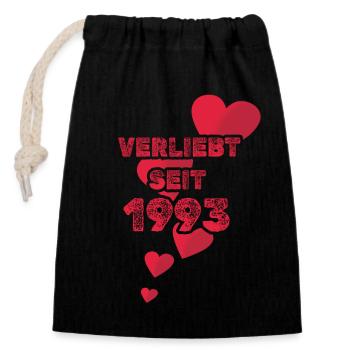 Jahrgang 1993 - Verschließbarer Geschenkbeutel aus Baumwolle (14x20cm) - Schwarz - Vorne
