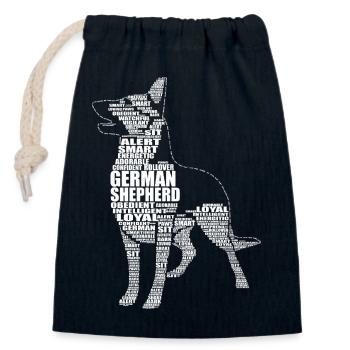 Typografie des Deutschen Schäferhundes - Wortkunst - Verschließbarer Geschenkbeutel aus Baumwolle (14x20cm) - Navy - Vorne