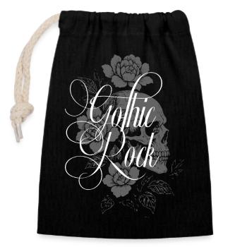 Crâne floral gothique rock - Sac cadeau en coton avec cordon (14 x 20 cm) - noir - Devant