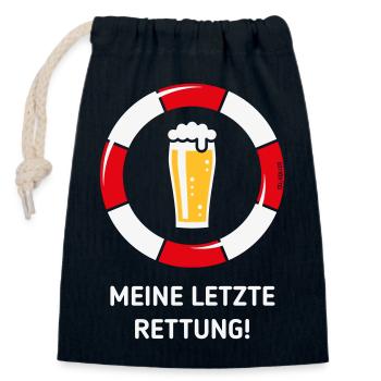 Meine Letzte Rettung! (Bier / Willibecher / NEG) - Verschließbarer Geschenkbeutel aus Baumwolle (14x20cm) - Navy - Vorne