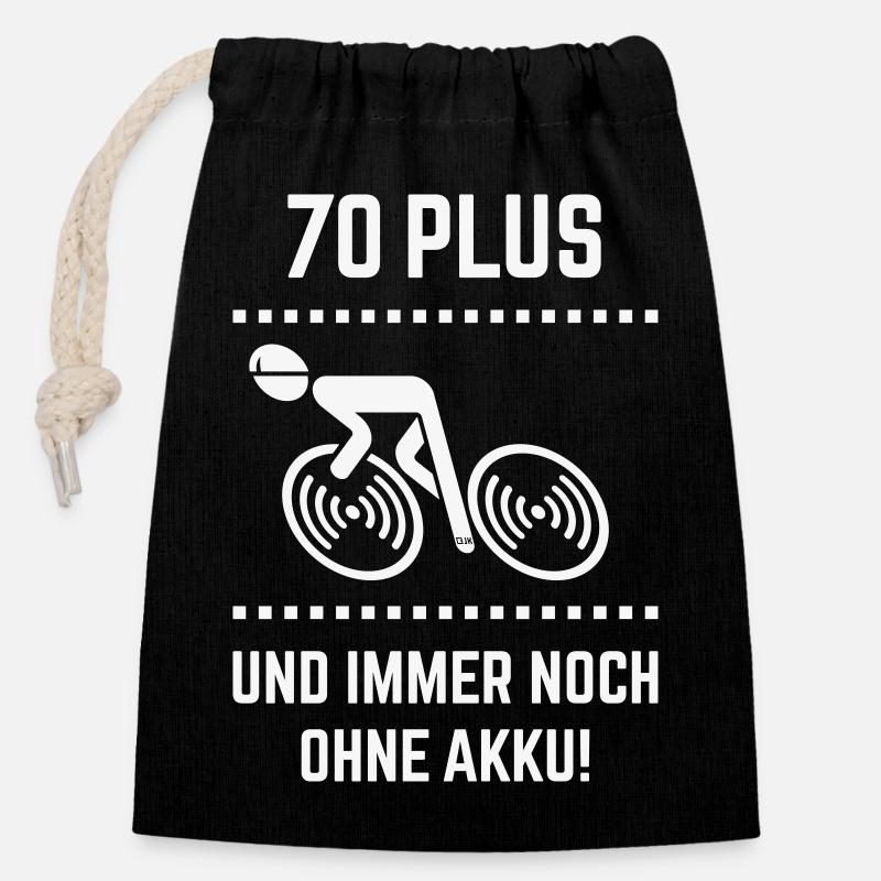 70 Plus – toujours sans batterie ! Vélo de route Vélo W - Sac cadeau en coton avec cordon (14 x 20 cm) - noir