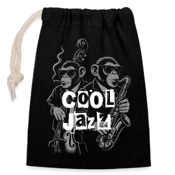 Graffiti Jazz Monkeys - Sac cadeau en coton avec cordon (14 x 20 cm) - noir - Devant