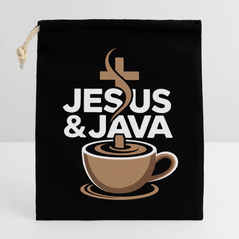 Inspiration und Kaffee mit Jesus & Java Verschließbarer Geschenkbeutel aus Baumwolle (14x20cm)