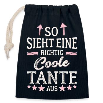 This is what a really cool aunt looks like - Closable cotton gift bag (14x20cm) - navy - Front