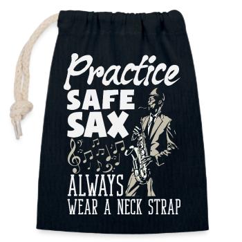 Saxofon - Verschließbarer Geschenkbeutel aus Baumwolle (14x20cm) - Navy - Vorne