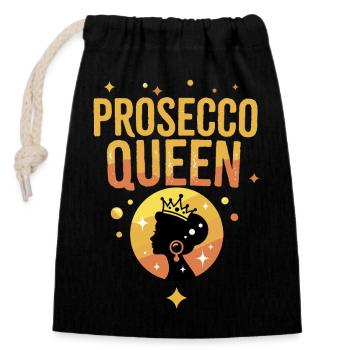 Prosecco Queen Crown Party - Closable cotton gift bag (14x20cm) - black - Front
