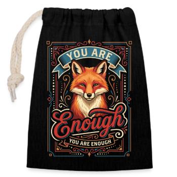 You Are Enough: Fox Vintage Art - Verschließbarer Geschenkbeutel aus Baumwolle (14x20cm) - Schwarz - Vorne