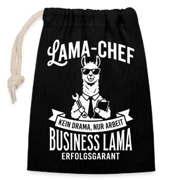 Business Lama: No drama just work - Closable cotton gift bag (14x20cm) - black - Front