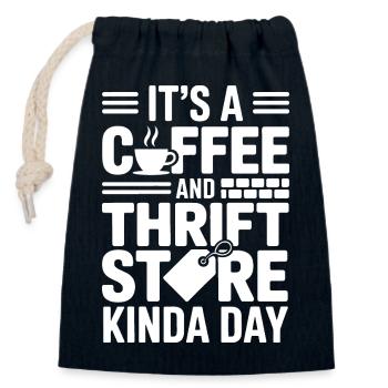 Tag des Kaffee-Secondhand-Ladens - Verschließbarer Geschenkbeutel aus Baumwolle (14x20cm) - Navy - Vorne