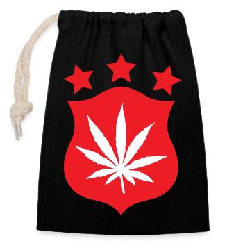 Cannabis – Weed – Legalisierung - Verschließbarer Geschenkbeutel aus Baumwolle (14x20cm) - Schwarz - Vorne