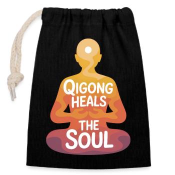 Qigong Tai Chi - Closable cotton gift bag (14x20cm) - black - Front