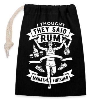 Rum Marathon Finisher - Verschließbarer Geschenkbeutel aus Baumwolle (14x20cm) - Schwarz - Vorne