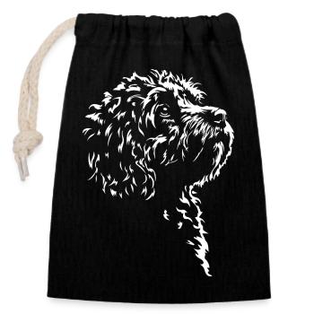 Cavapoo Silhouette Dog Dog Wilsigns - Closable cotton gift bag (14x20cm) - black - Front
