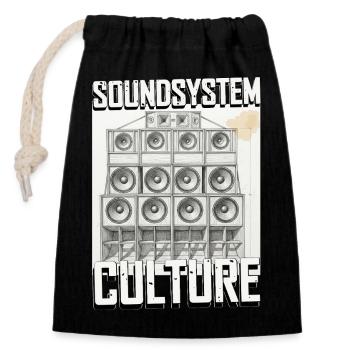 Soundsystem Culture Skizze - Verschließbarer Geschenkbeutel aus Baumwolle (14x20cm) - Schwarz - Vorne