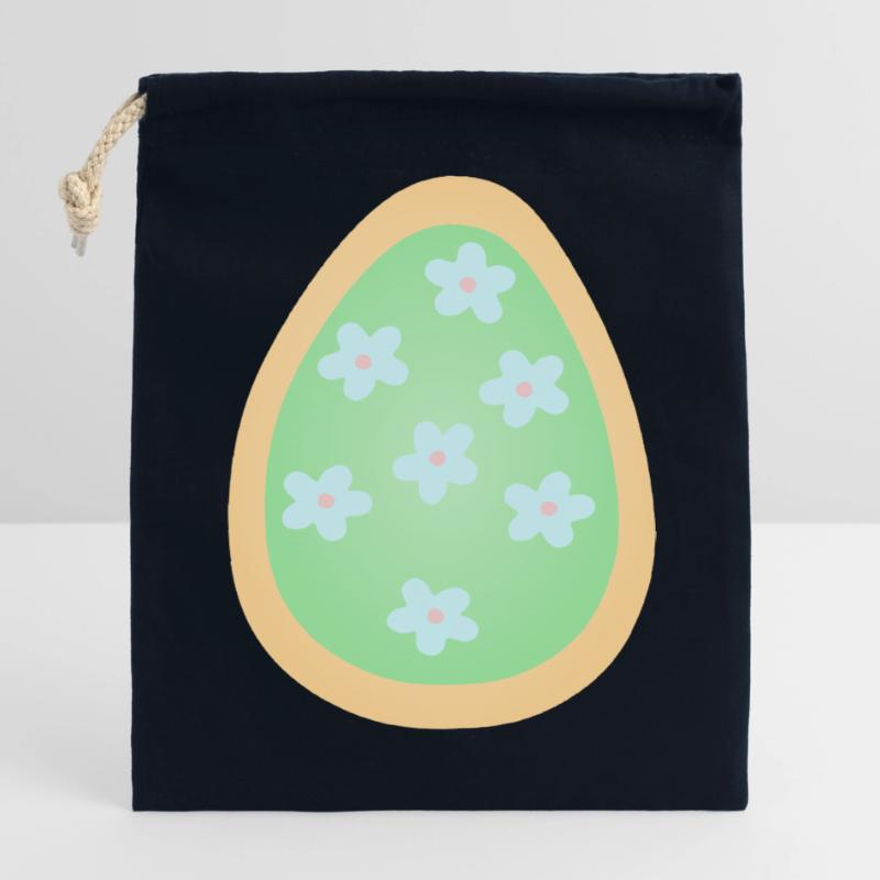 Pastel Floral Egg Pattern Closable cotton gift bag (14x20cm)