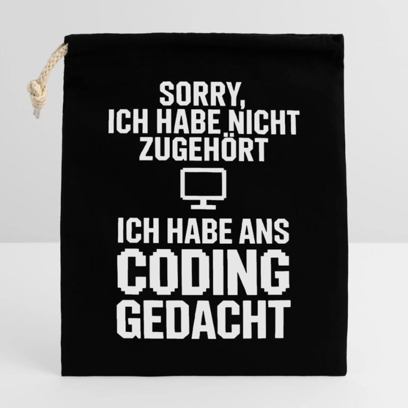 Sorry Coding Head Closable cotton gift bag (14x20cm)