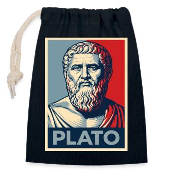 Platon-Porträt im Retro-Design - Verschließbarer Geschenkbeutel aus Baumwolle (14x20cm) - Navy - Vorne