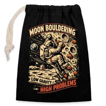 Bloc lunaire : conception d’astronaute vintage - Sac cadeau en coton avec cordon (14 x 20 cm) - noir - Devant