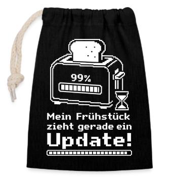 Smart Home Frühstück, Update Toaster - Verschließbarer Geschenkbeutel aus Baumwolle (14x20cm) - Schwarz - Vorne