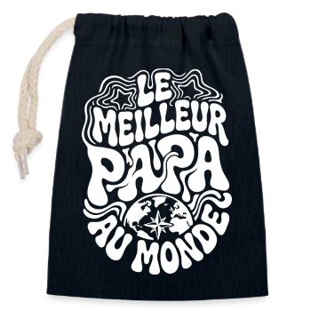 Le meilleur papa du monde - Sac cadeau en coton avec cordon (14 x 20 cm) - bleu marine - Devant