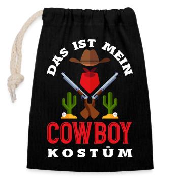 Das Ist Mein Cowboy Kostüm Western Fasching - Verschließbarer Geschenkbeutel aus Baumwolle (14x20cm) - Schwarz - Vorne