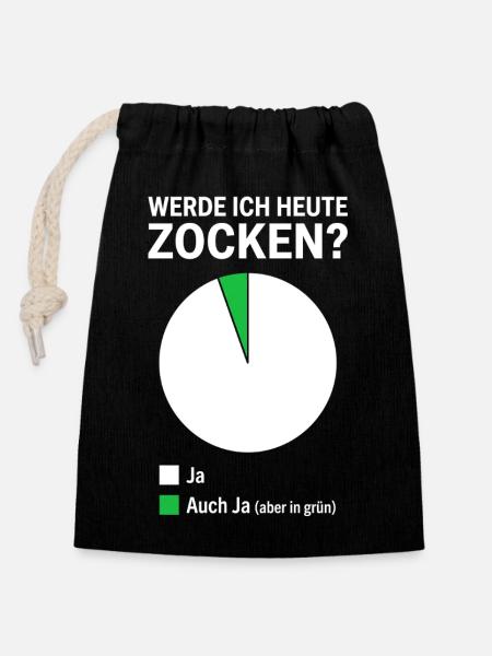 Lustiger Spruch Zocken Gamer - Verschließbarer Geschenkbeutel aus Baumwolle (14x20cm) - Schwarz