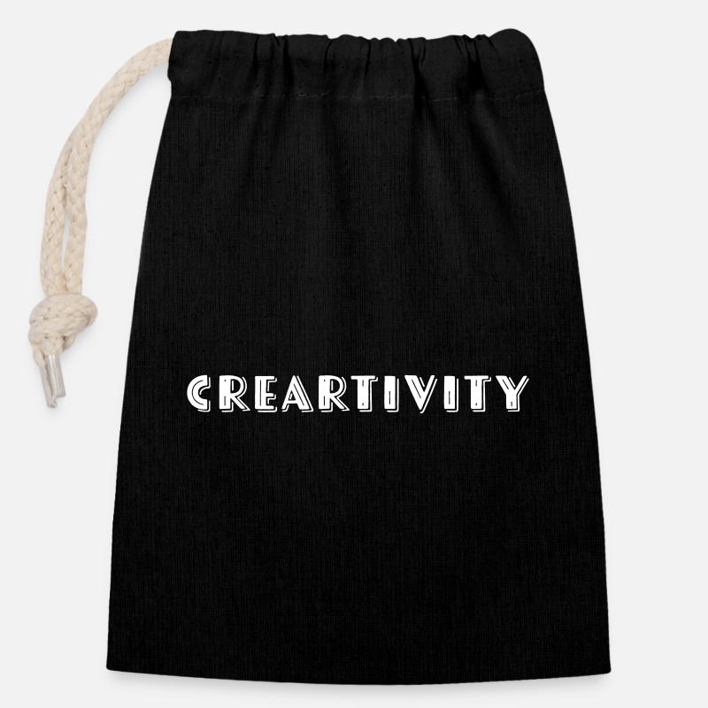 Créartivité - Sac cadeau en coton avec cordon (14 x 20 cm) - noir