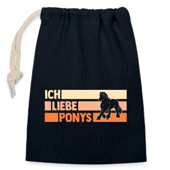 Pferd Reiten Reiter Reiterin Reitsport Pferde Pony - Verschließbarer Geschenkbeutel aus Baumwolle (14x20cm) - Navy - Vorne