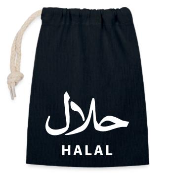 Halal - Closable cotton gift bag (14x20cm) - navy - Front