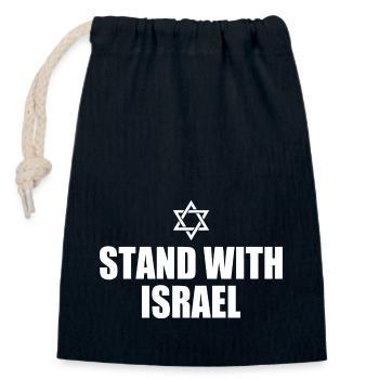 Stand with israel - Sac cadeau en coton avec cordon (14 x 20 cm) - bleu marine - Devant