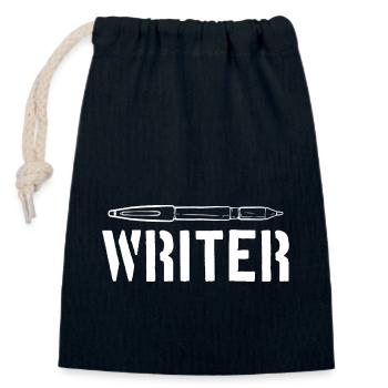 Author - Closable cotton gift bag (14x20cm) - navy - Front