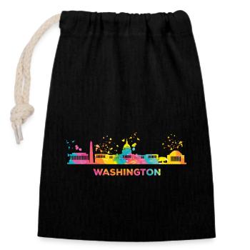 Washingtoner Skyline Washington - Sac cadeau en coton avec cordon (14 x 20 cm) - noir - Devant