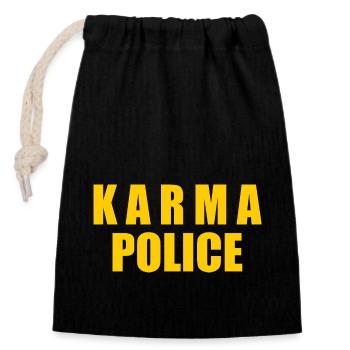 Karma police - Sac cadeau en coton avec cordon (14 x 20 cm) - noir - Devant