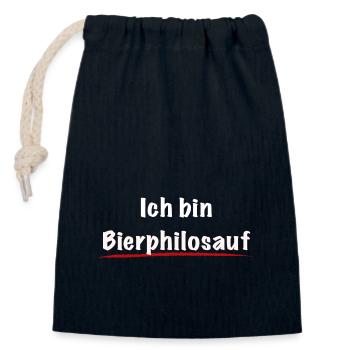 Bierphilosauf, lustig, Bier trinken, Philosoph - Verschließbarer Geschenkbeutel aus Baumwolle (14x20cm) - Navy - Vorne