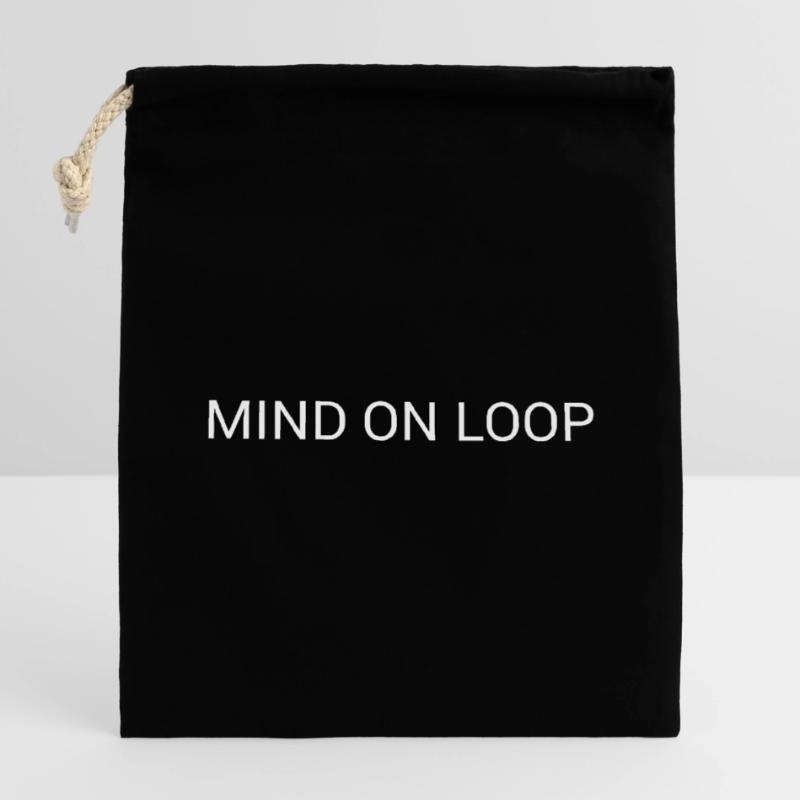 Mind on Loop – Minimal Overthinking Text Design Closable cotton gift bag (14x20cm)