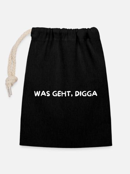 "Digga" Merch - Verschließbarer Geschenkbeutel aus Baumwolle (14x20cm) - Schwarz