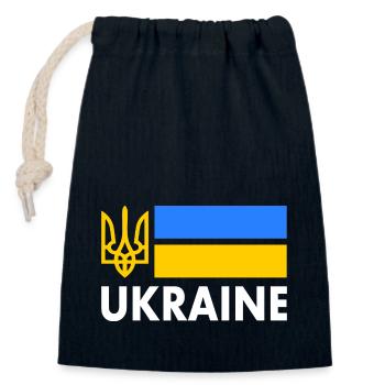 Ukraine - Sac cadeau en coton avec cordon (14 x 20 cm) - bleu marine - Devant