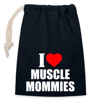 I love muscle mommies - Verschließbarer Geschenkbeutel aus Baumwolle (14x20cm) - Navy - Vorne