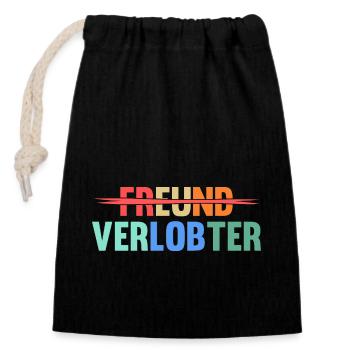 Heiratsantrag Beziehungsstatus Freund Verlobter - Verschließbarer Geschenkbeutel aus Baumwolle (14x20cm) - Schwarz - Vorne