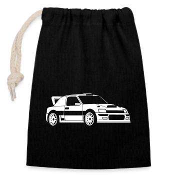 Voiutre de rallye - Sac cadeau en coton avec cordon (14 x 20 cm) - noir - Devant