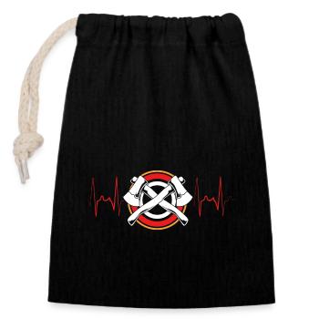 Axe Throw - Closable cotton gift bag (14x20cm) - black - Front