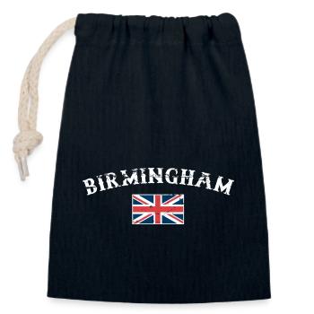 Birmingham Great Britain Vintage British Flag - Closable cotton gift bag (14x20cm) - navy - Front